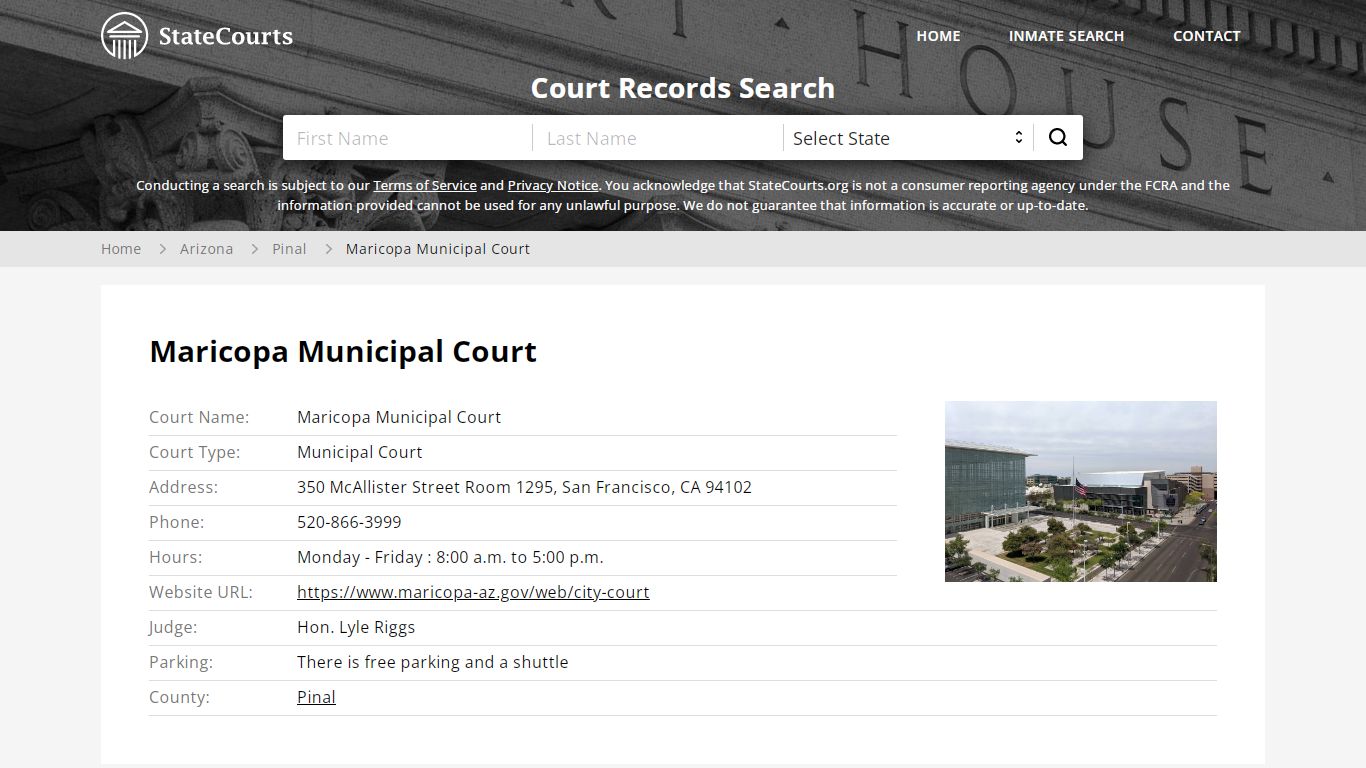 Maricopa Municipal Court, Pinal County, AZ - StateCourts